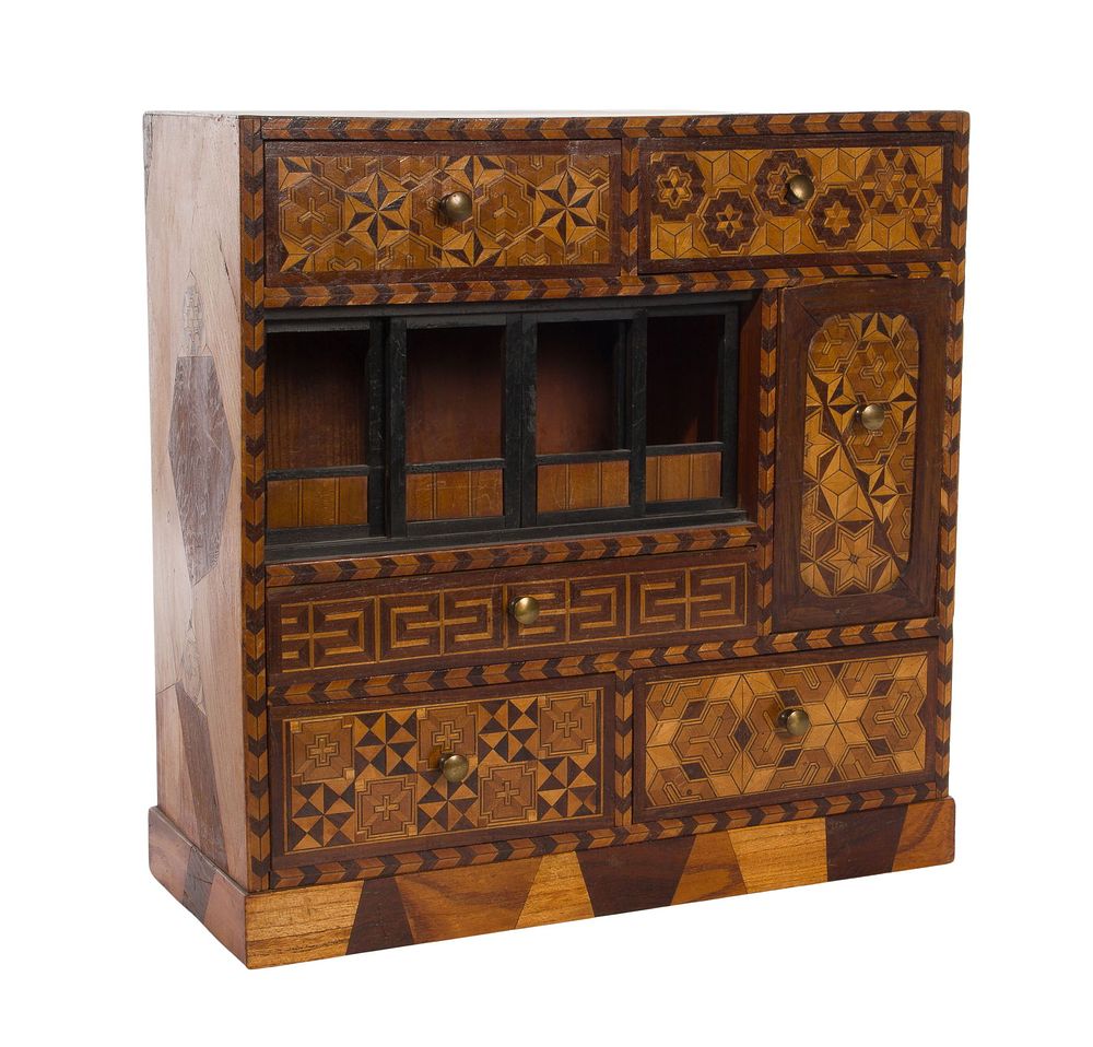 Lot 446: Japanese Marquetry Tansu Cabinet
