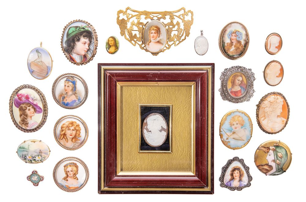 Lot 496: Portrait Miniature and Cameo Assortment