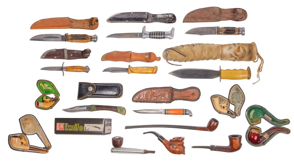 Lot 514: Knife and Smoking Pipe Assortment