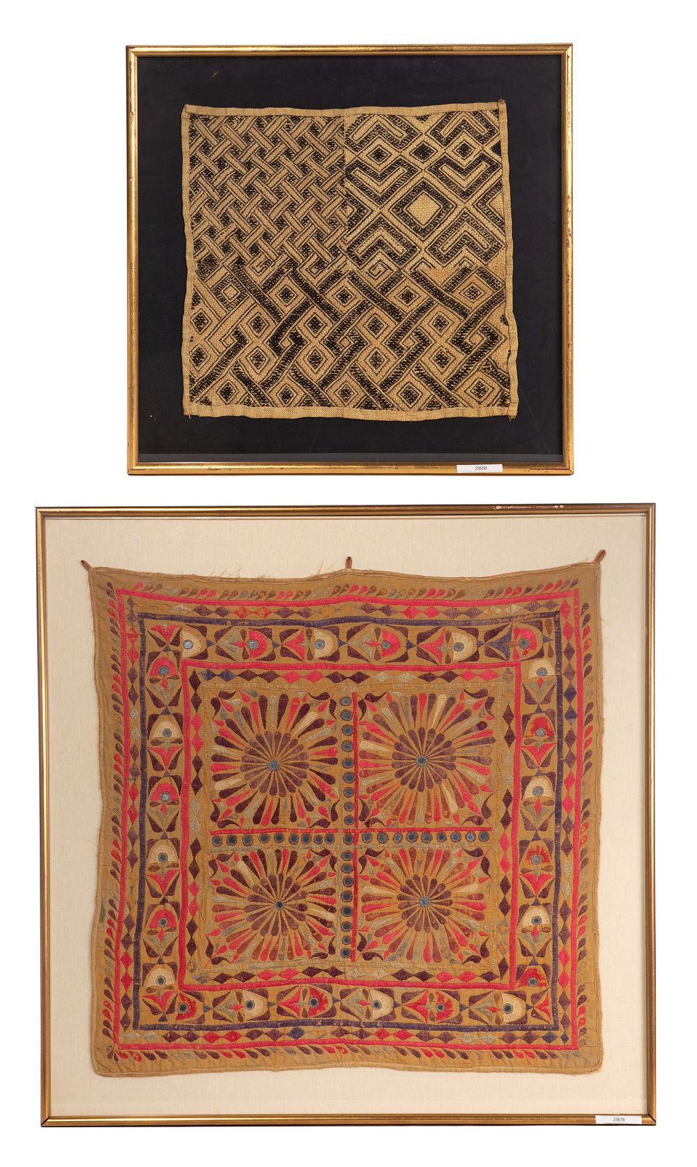 Lot 544: Shisha Mirrored Embroidered Silk Wall Hanging