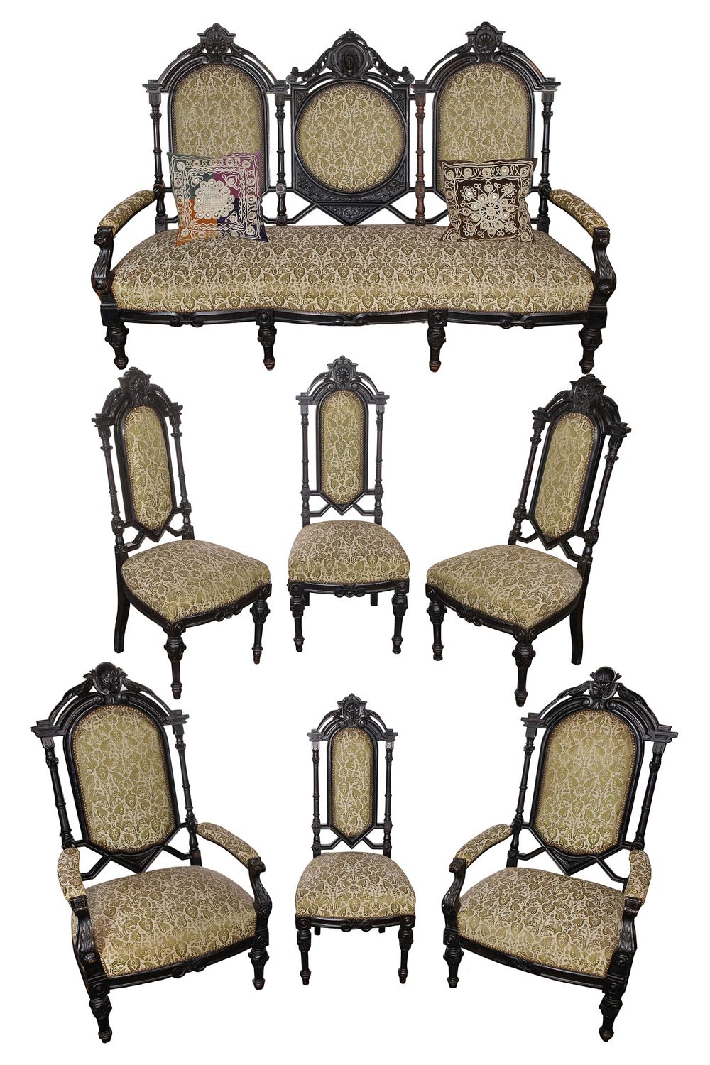 Lot 172: 19th Century Ebonized Upholstered Seating Suite