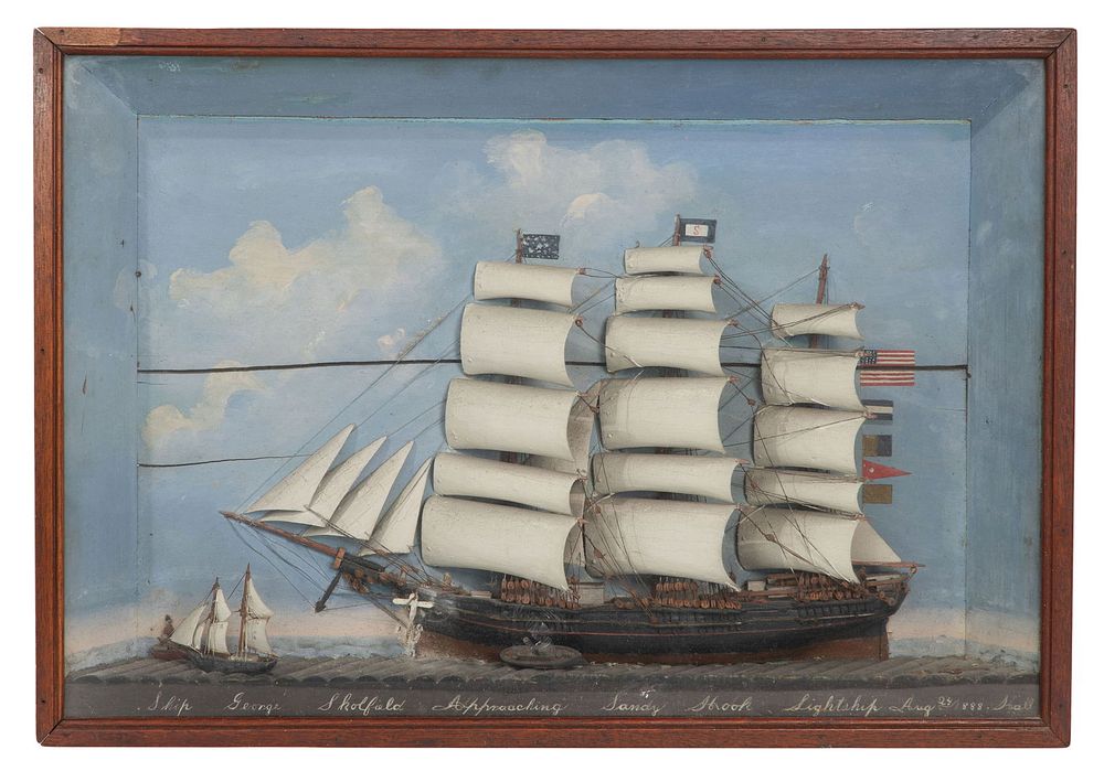 Lot 185: Hall (American, 19th Century) 'Ship George Skolfield ...' Diorama