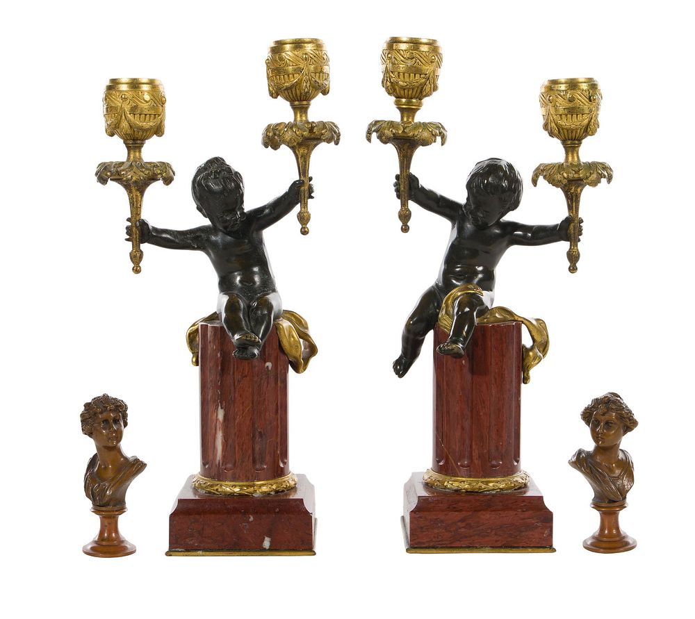 Lot 187: Thiebau Freres Cherub Candleholders