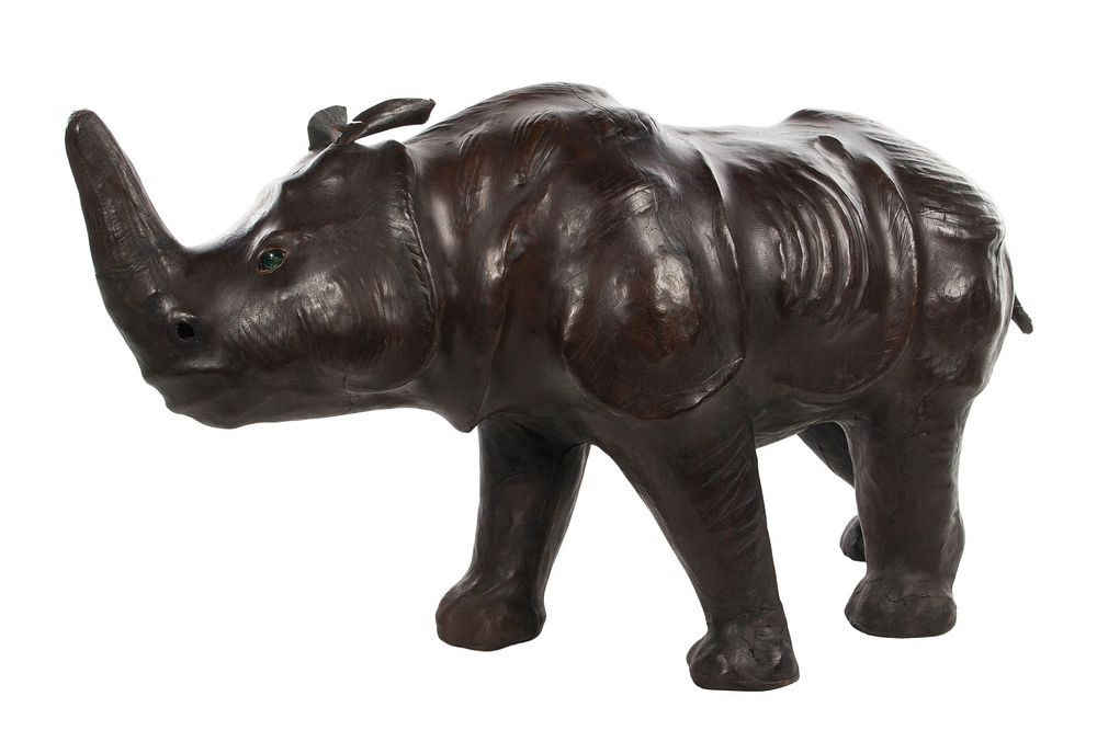 Lot 191: Leather Rhinoceros Form Footstool