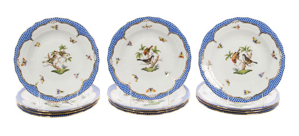 Lot 210: Herend Rothschild Bird Dessert Plates