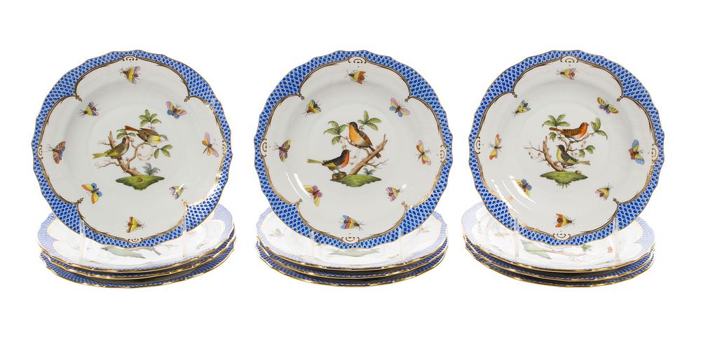 Lot 211: Herend Rothschild Bird Salad Plates