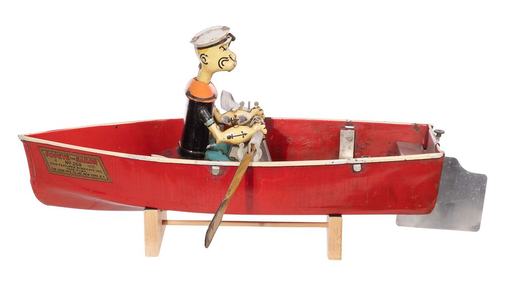 Lot 228: Hoge Popeye the Sailor in Rowboat Windup Toy
