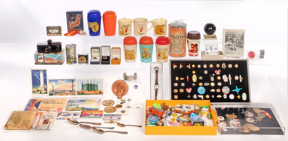 Lot 233: Radio and TV Promotional and Chicago World Fair Collectables