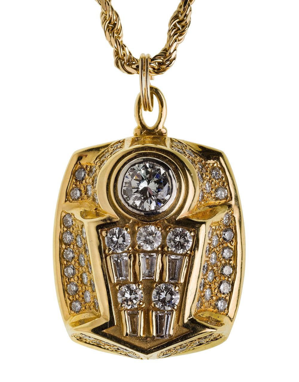 Lot 204: 1998 Chicago Bulls World Championship 18k Yellow Gold Pendant on 14k Necklace