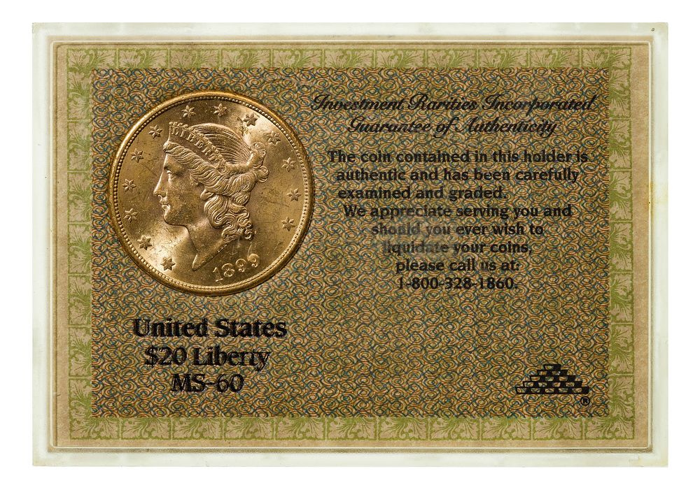 Lot 151: 1899-S $20 Gold Unc.