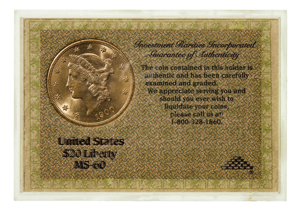 Lot 152: 1900 $20 Gold Unc.