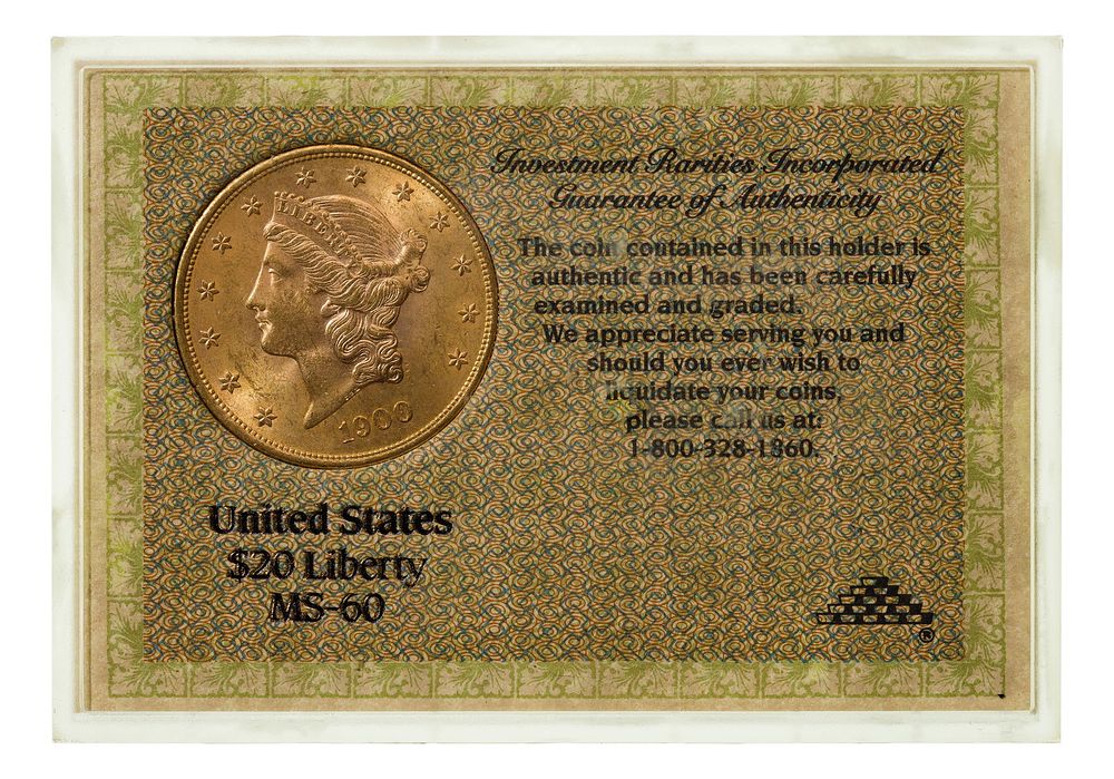 Lot 153: 1900 $20 Gold Unc.