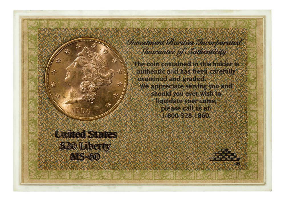 Lot 156: 1900 $20 Gold Unc.