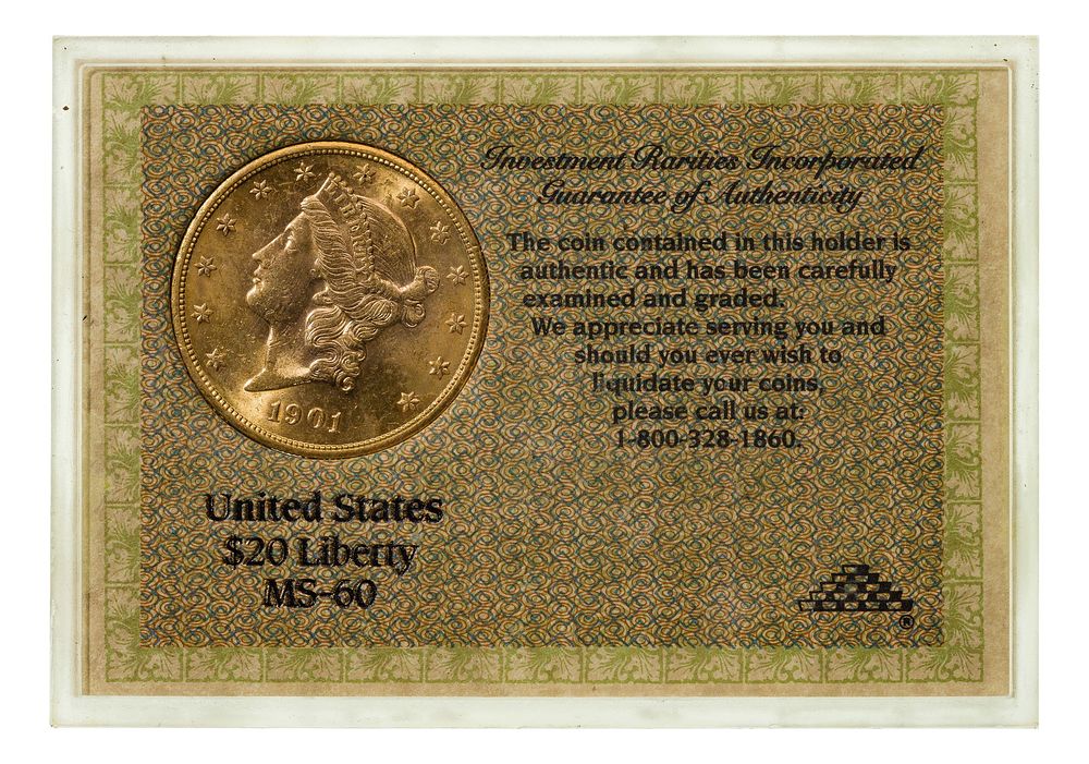 Lot 159: 1901-S $20 Gold Unc.