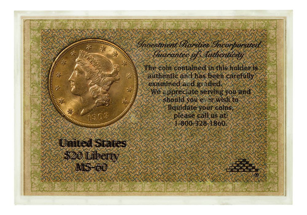 Lot 161: 1903 $20 Gold Unc.