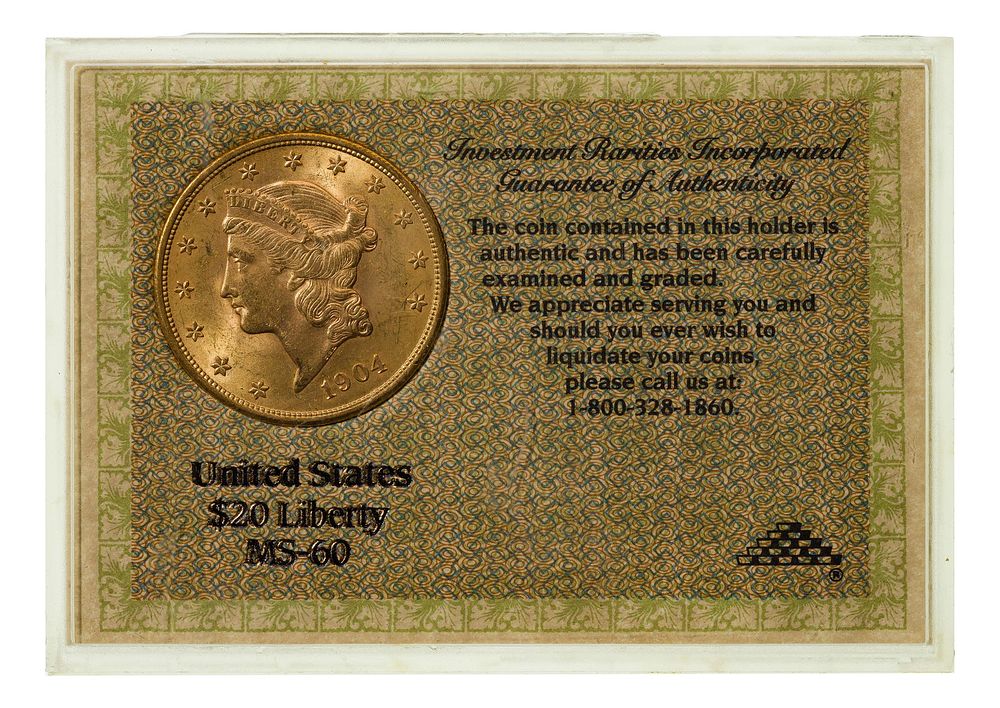 Lot 167: 1904 $20 Gold Unc.