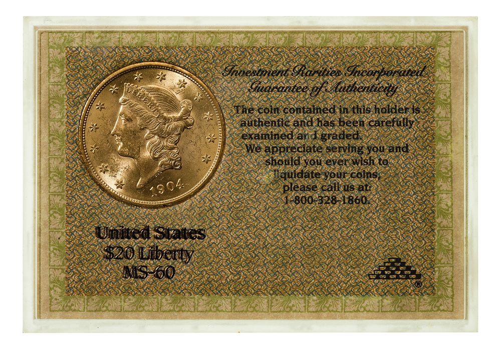Lot 168: 1904 $20 Gold Unc.
