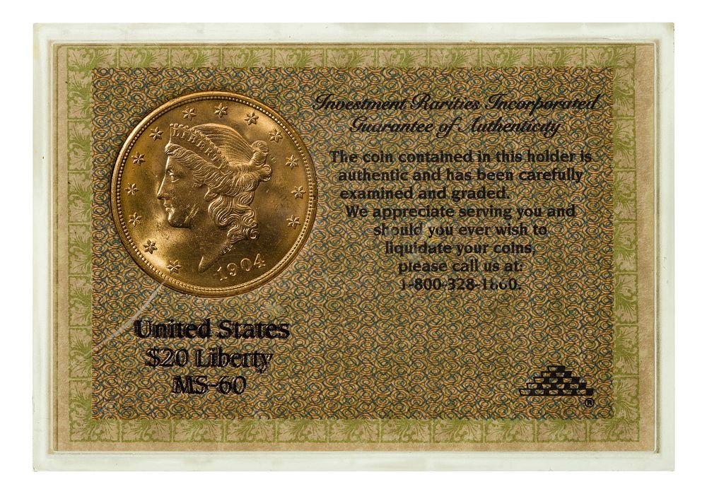 Lot 170: 1904 $20 Gold Unc.