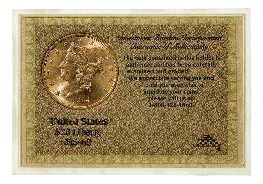 Lot 172: 1904 $20 Gold Unc.