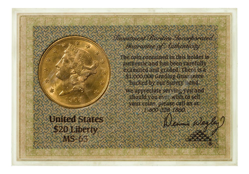 Lot 174: 1904 $20 Gold Unc.