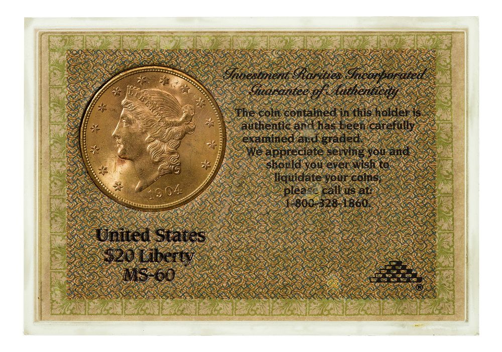 Lot 178: 1904-S $20 Gold Unc.