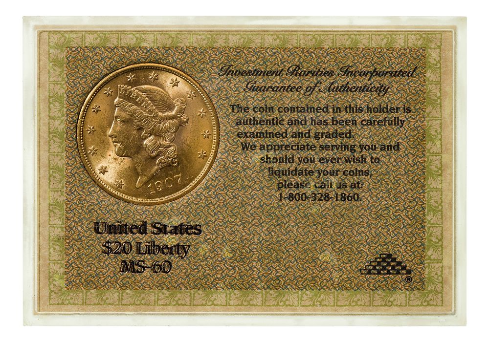 Lot 192: 1907 $20 Gold Liberty Unc.