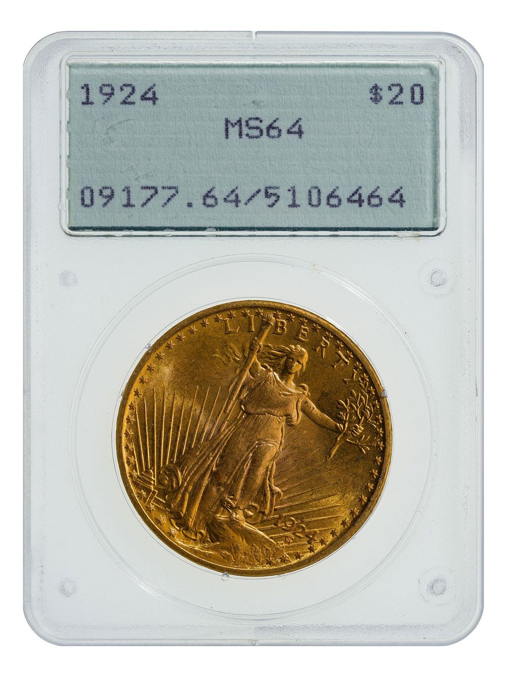 Lot 221: 1924 $20 Gold MS-64 PCGS