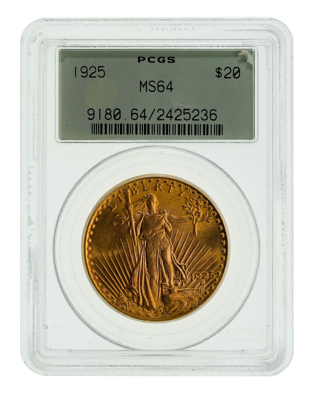 Lot 225: 1925 $20 Gold MS-64 PCGS