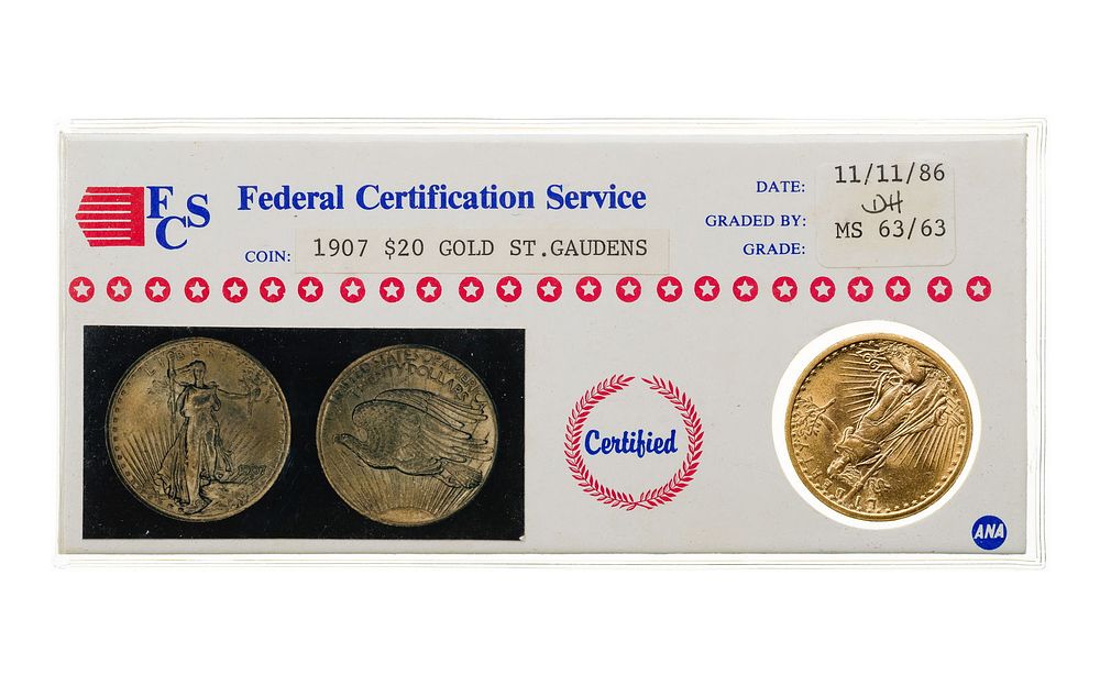 Lot 245: 1907 $20 Gold St. Gaudens MS-63
