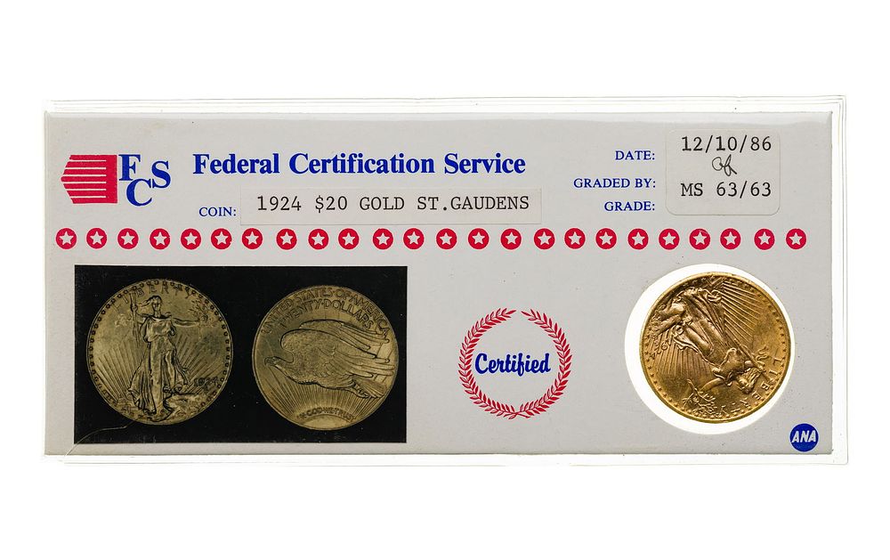 Lot 252: 1924 $20 Gold MS-63