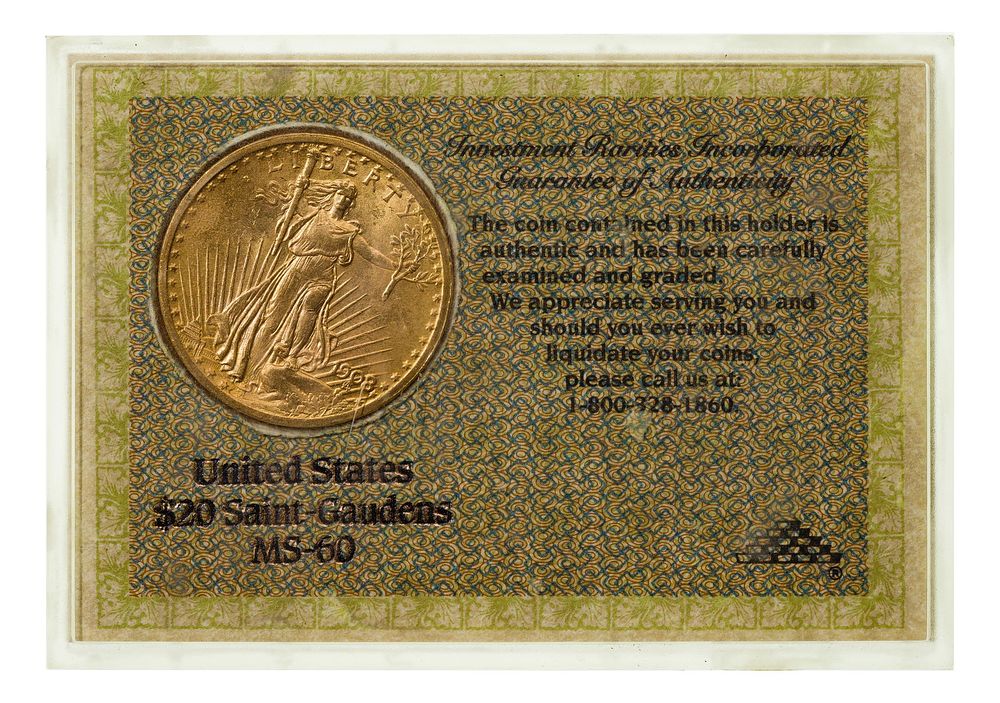 Lot 254: 1908 $20 Gold Unc.