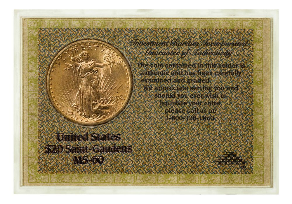 Lot 258: 1908-D $20 Gold Unc.