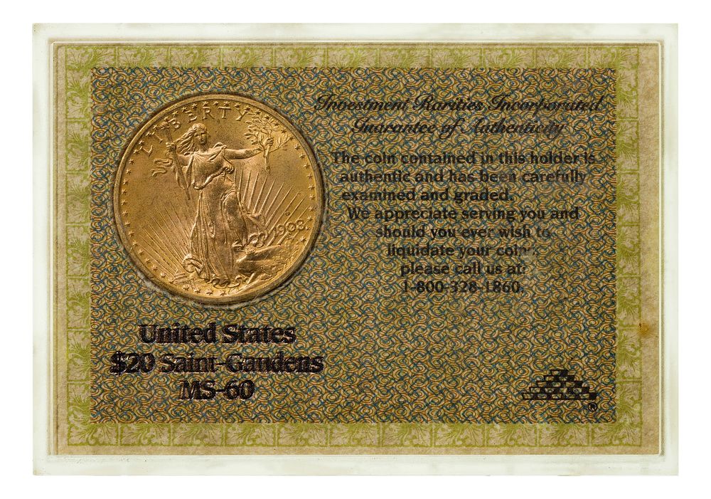 Lot 259: 1908-D $20 Gold Unc.