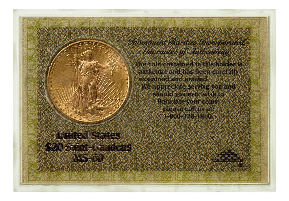 Lot 265: 1924 $20 Gold Unc.