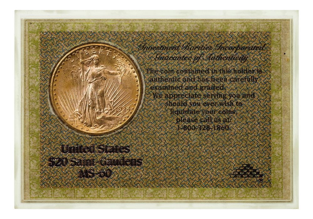 Lot 267: 1924 $20 Gold Unc.
