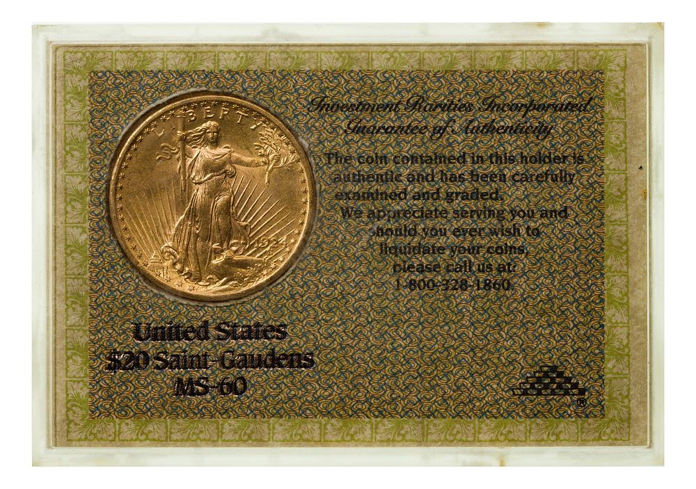 Lot 272: 1924 $20 Gold Unc.