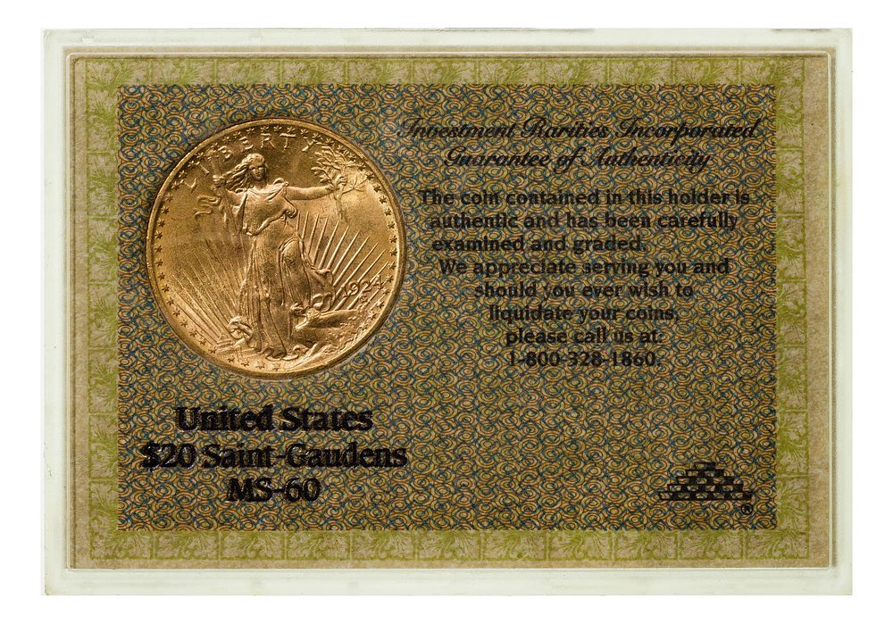 Lot 277: 1924 $20 Gold Unc.