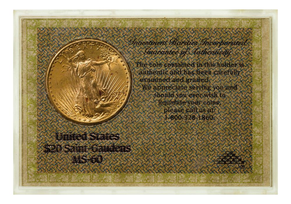 Lot 280: 1924 $20 Gold Unc.