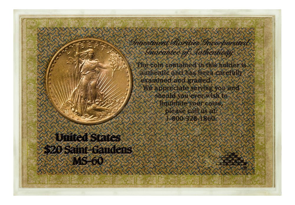 Lot 282: 1924 $20 Gold Unc.
