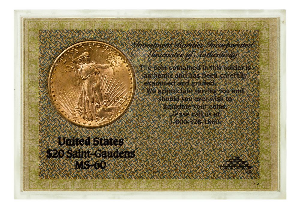 Lot 286: 1924 $20 Gold Unc.