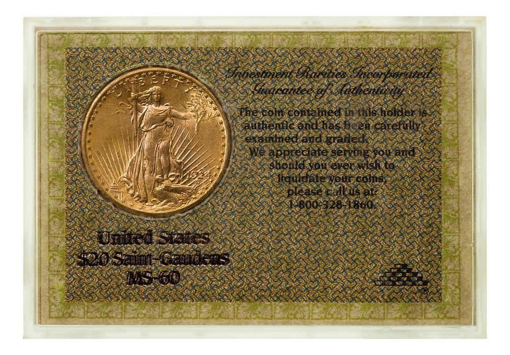 Lot 287: 1924 $20 Gold Unc.