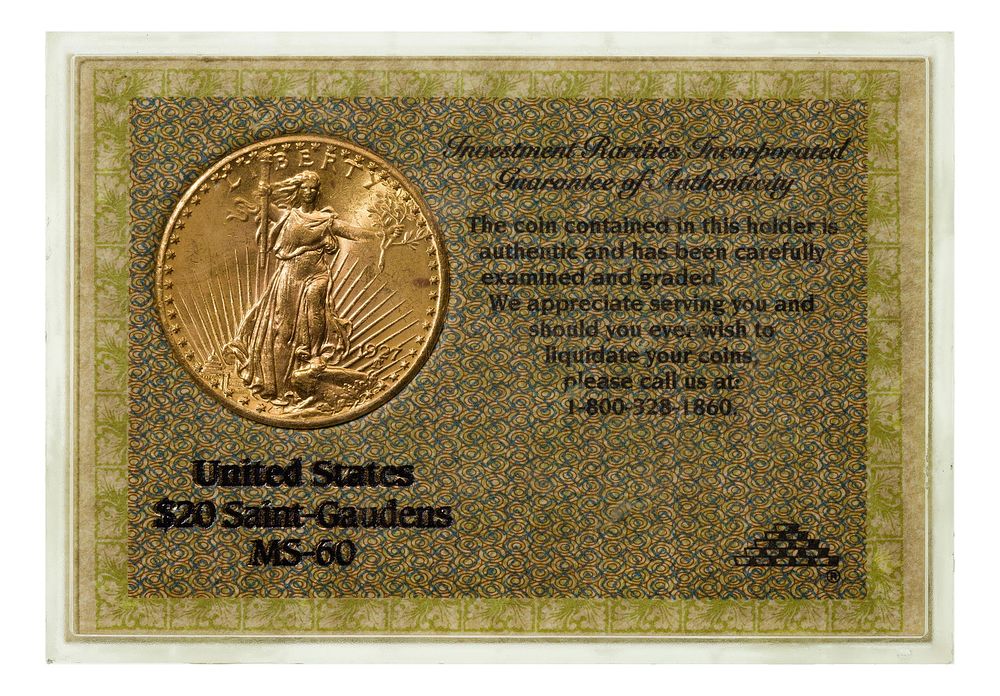 Lot 296: 1927 $20 Gold Unc.