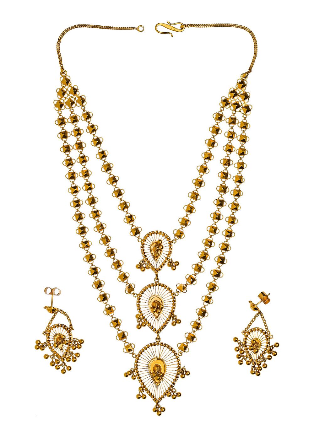 Lot 154: 22k Yellow Gold Necklace and Earring Set
