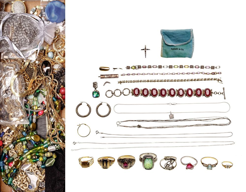 Lot 166: Gold, Sterling Silver and Costume Jewelry Assortment