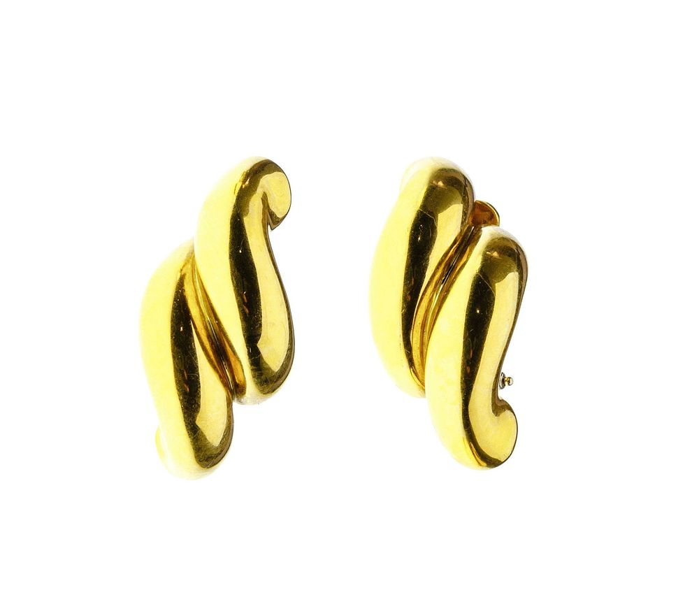 Lot 187: Carlo Weingrill 18k Yellow Gold Pierced Earrings