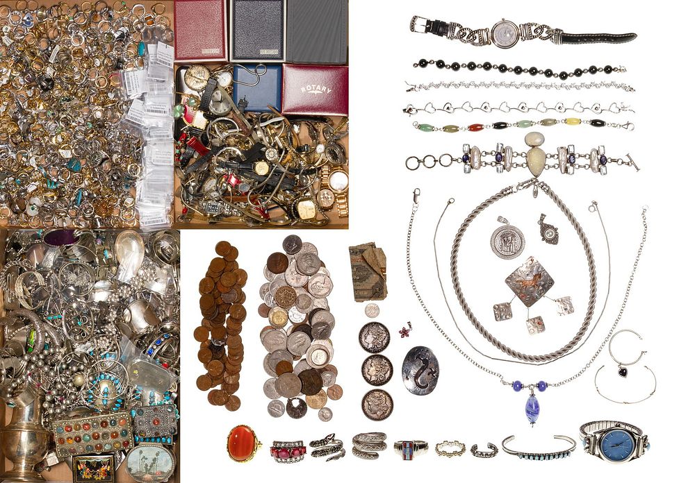 Lot 192: Watch, Ring, Sterling Silver and Silverplate Jewelry Assortment