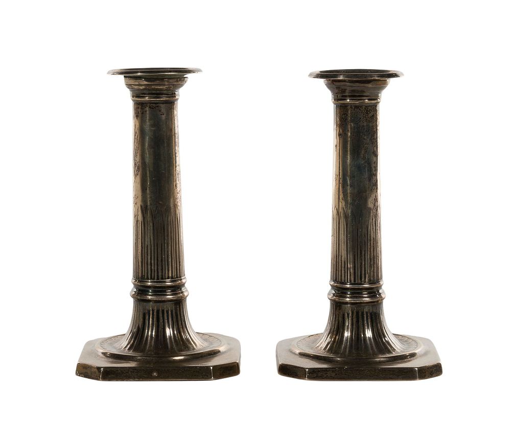 Lot 214: Nathaniel Smith & Co. Sheffield Sterling Silver Candlesticks