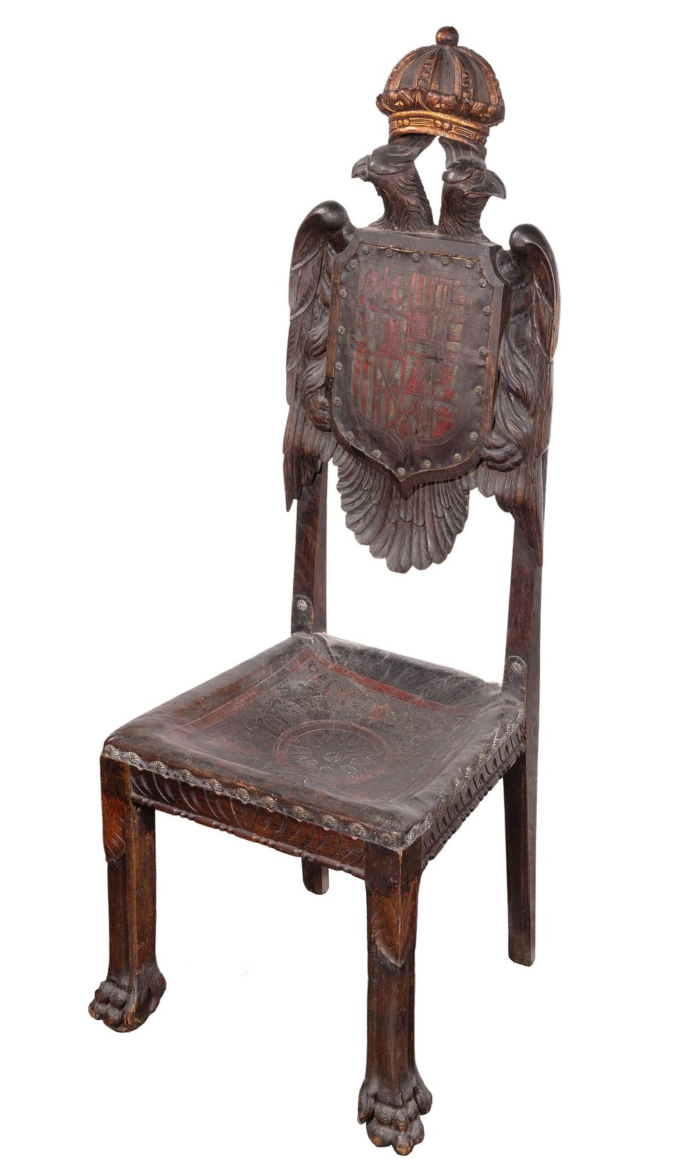 Lot 260: Spanish Double-Headed Eagle Carved Wood Chair