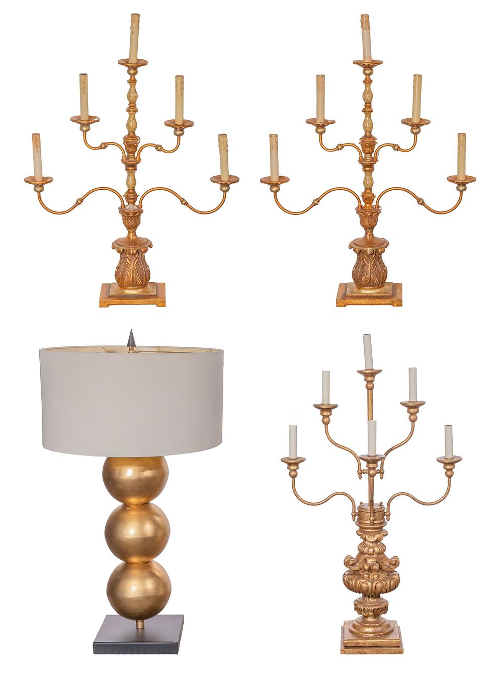 Lot 283: Gold Painted Lamp Assortment