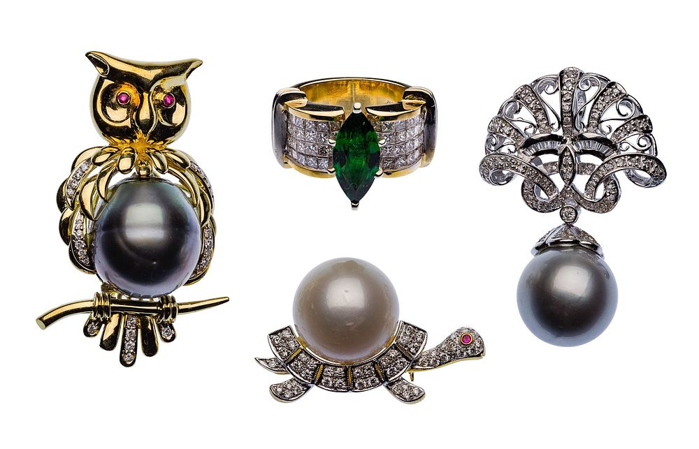 Lot 163: 18k Gold, Pearl and Semi-Precious Gemstone Jewelry Assortment